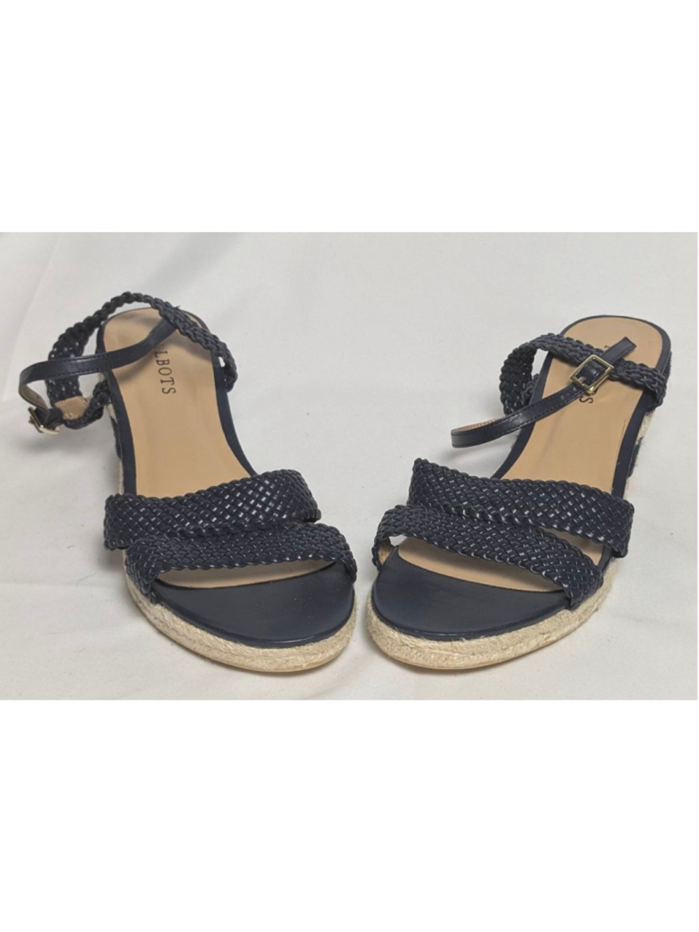 Talbots Navy Braided Espadrille Wedge Sandals Size 8.5